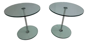 Mid-Century Italian Chromed Metal and Glass Coffee Tables, 1970s, Set of 2
