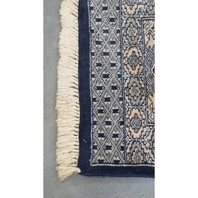 Hand-Knotted Decorative Tablecloth with Fine Pattern in Dark Blue and Red Colours For Sale - Image 3 of 9