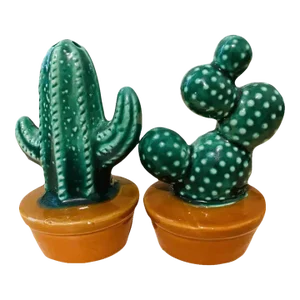 1990s Ceramic Cactus Sculpture Salts and Pepper Shakers
