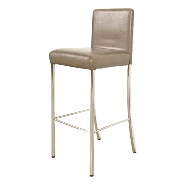 Steelcase Coalesse Modern Leather and Chrome Bar Stool For Sale