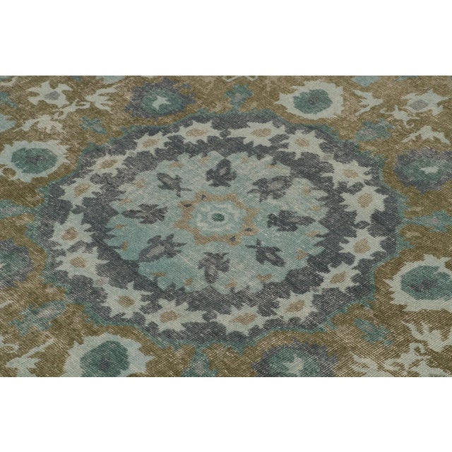 Rug & Kilim’s Distressed Style Rug in Blue Medallion Pattern For Sale In New York - Image 6 of 8