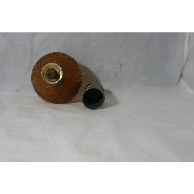 1920s Art Deco Cristaux d'Art St Louis France Amber Glass Hand Cut Crystal Perfume Lamp Bottle For Sale - Image 10 of 11