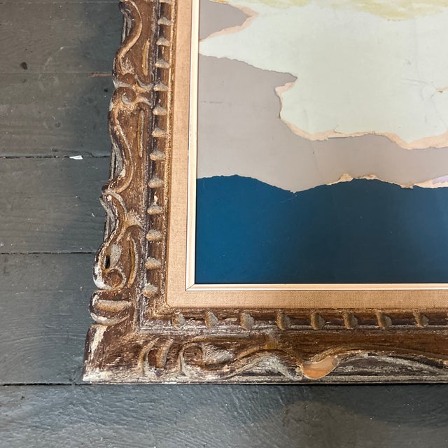 Abstract 1970’s Original Abstract Female in Landscape Collage Fancy French Frame For Sale - Image 3 of 4