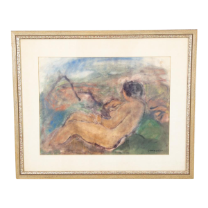 Mid Century Modern Watercolor George Constant Art Nude Signed Painting Framed