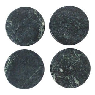 Dark Green Marble Coasters - Set of 4 For Sale