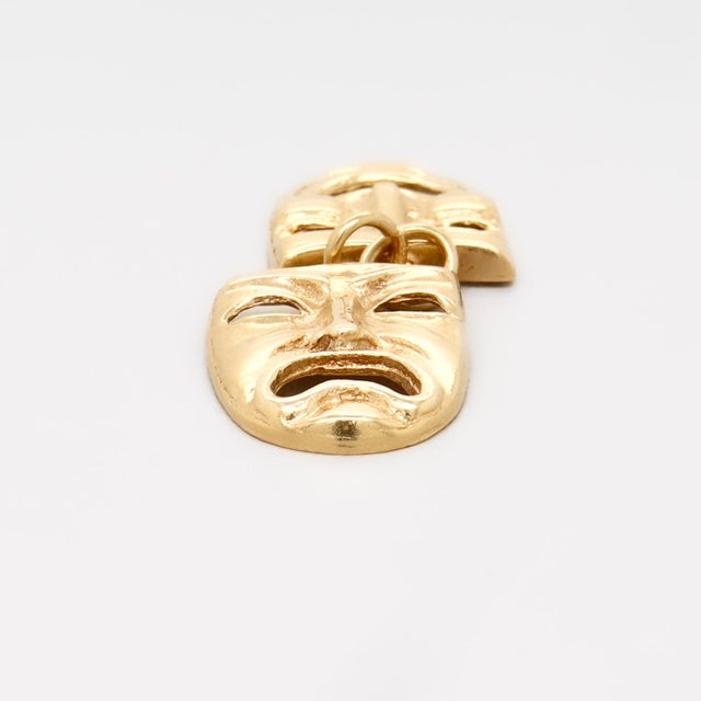 Vintage 14k Gold Comedy & Tragedy Masks Figural Charm for a Bracelet For Sale - Image 11 of 14