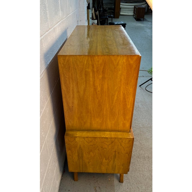 Unique Mid-Century Modern High-Boy Chest W/ Sculpted Handles For Sale - Image 9 of 17