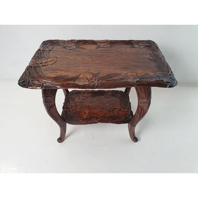 Japanese Art Nouveau Hand-Carved Kamakura Bori Side Table, 1900s For Sale - Image 10 of 12