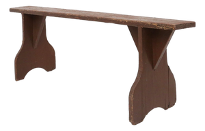 Mid-Century Modern Rustic Bench in Brown Painted Wood, France, 1890s