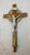 This large vintage church-used wood and brass ceremonial processional crucifix is a religious symbol of Christianity and...