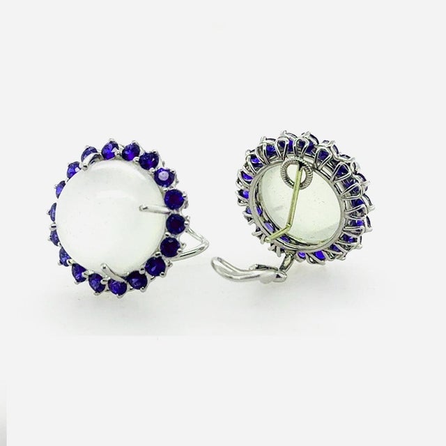 Late 20th Century Late 20th Century Pair of Oscar Heyman Cats Eye Moonstone Earrings For Sale - Image 5 of 5