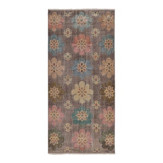 Vintage Distressed Runner Rug, Pastel Florals on Earthy Ground - Rug & Kilim For Sale