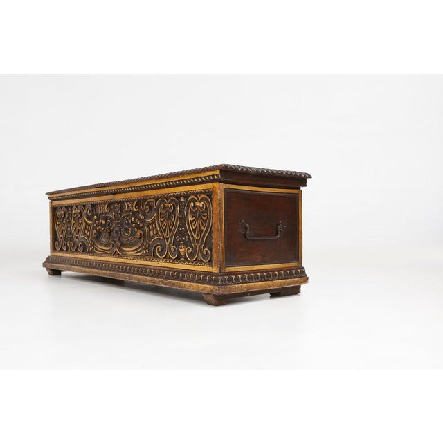 Venetian Carved and Polychroom Oak Chest For Sale - Image 18 of 18