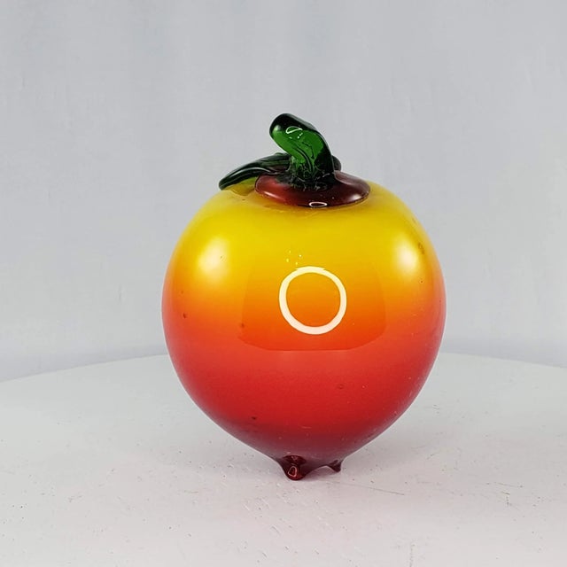 Art Glass Peach Apricot Fruit Fake Faux Home Decor Paper Weight For Sale - Image 4 of 8