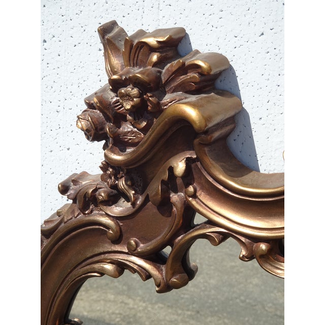 Vintage Italian French Rococo Louis XVI Gold Ornate Wall Mantle Mirror For Sale - Image 11 of 17