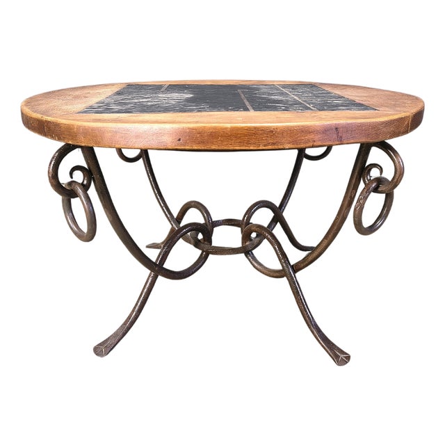 Wrought Iron Coffee Table by René Drouet, 1940s For Sale