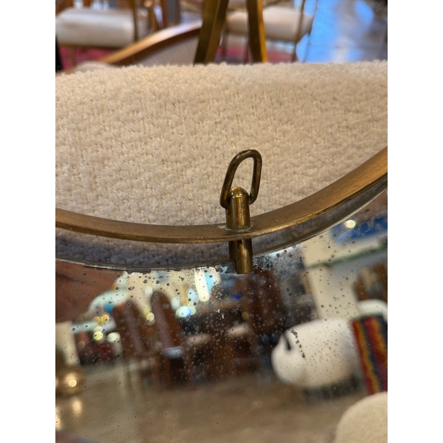 Italian Brass-Framed Organic Mirror With Aged Glass, 1950s For Sale - Image 4 of 9