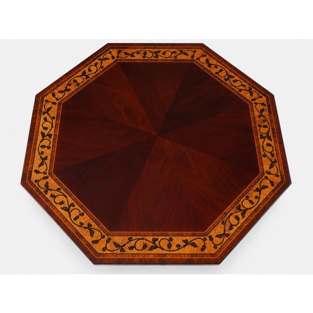 Neoclassical Kindel Inlaid Mahogany Neoclassical Hexagon End Table For Sale - Image 3 of 14
