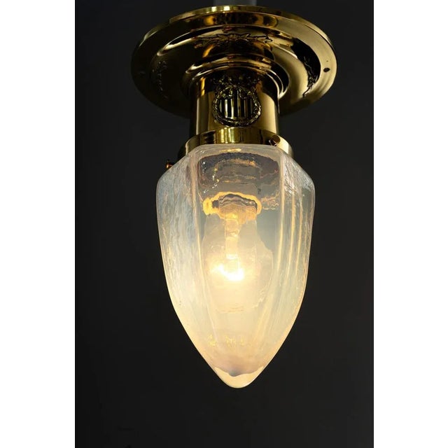 Art Deco Ceiling Lamps with Opaline Glass Shades, 1920s, Set of 2 For Sale - Image 11 of 12