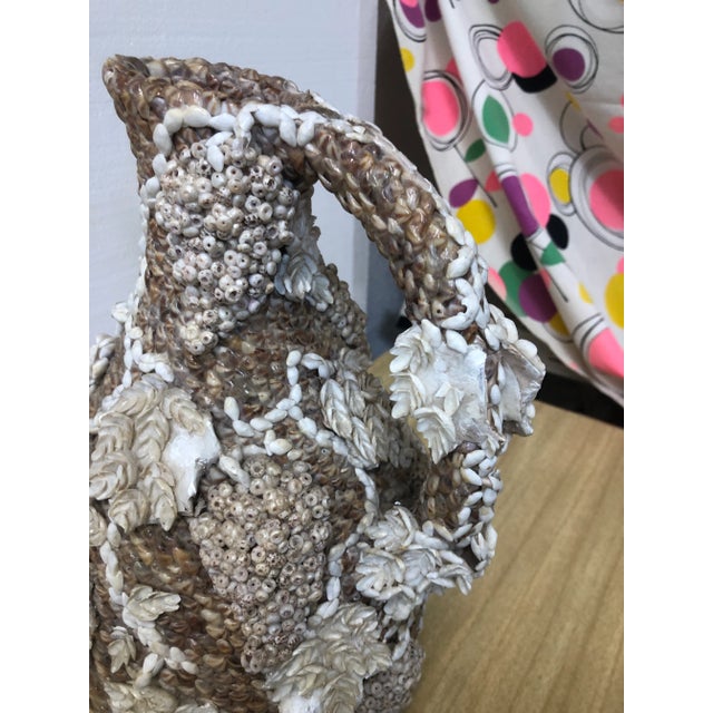 Early 20th Century Shell-Encrusted Pitcher With Grapevine Design For Sale - Image 9 of 12