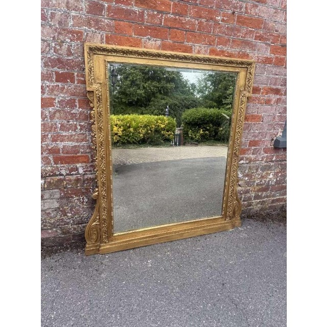 Antique English Gilt Ornate Framed Overmantle Mirror For Sale - Image 9 of 10