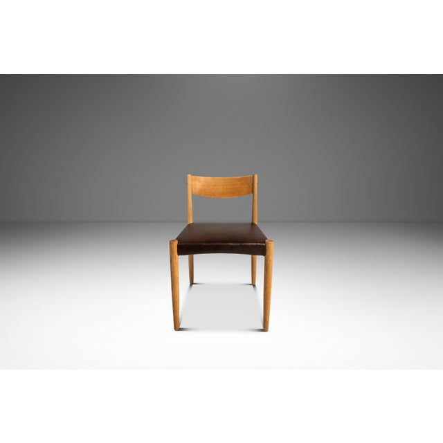 Brown Restored Mid-Century Danish Modern Side / Dining Chair in Oak & Leather by Poul Volther for Frem Røjle, Denmark, C. 1970s For Sale - Image 8 of 18