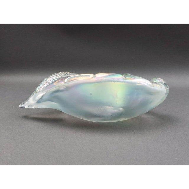 Mid 20th Century Mid 20th Century Licio Zanetti Signed Murano Italy Iridescent Conch Shell Glass Bowl Sculpture For Sale - Image 5 of 8