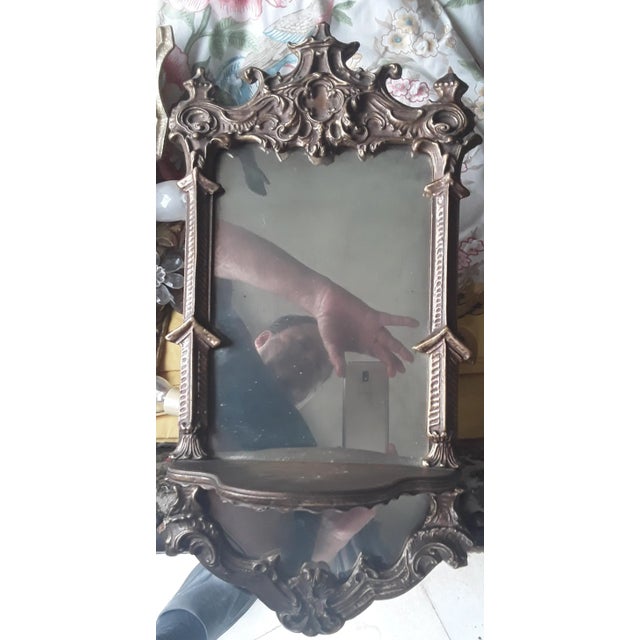 c1800 French Chinoiserie Carved Gilded Wood and Gesso Mirrored Wall Display Shelf/ Wall Bracket/ Small Wall Console. This...