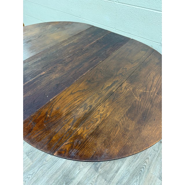 Antique Arts & Crafts Mission Quarter Sawn Oak Pedestal Dining Table For Sale - Image 16 of 16
