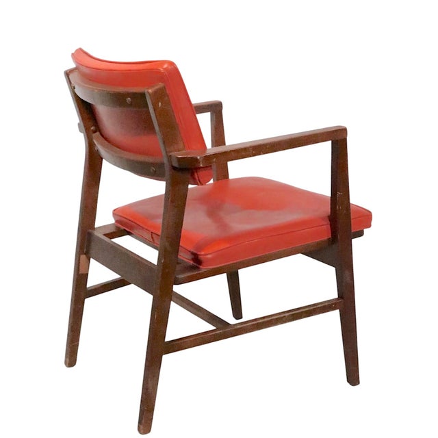 Mid 20th Century Mid 20th Century Orange Vinyl Seat Arm Chair For Sale - Image 5 of 10