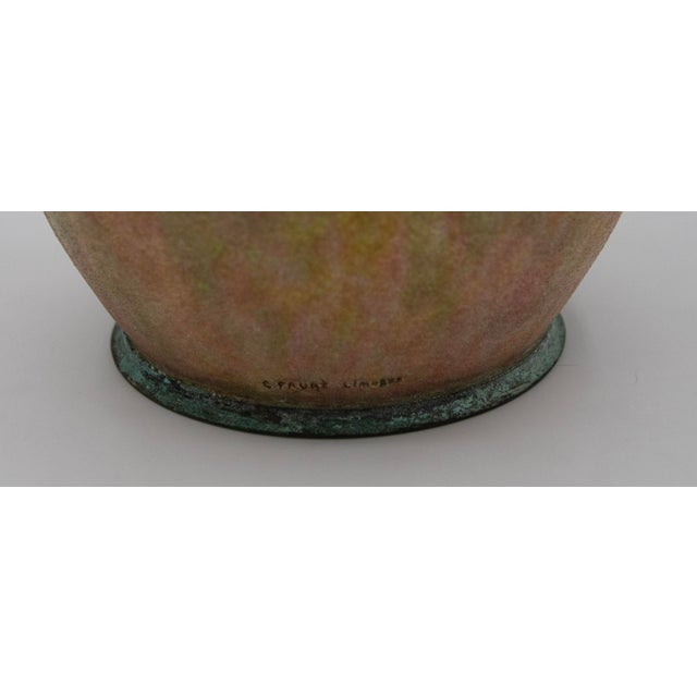 Limoges, France 1950s Camille Faure for Limoges Polychrome Enameled Vase - 11" - Signed For Sale - Image 4 of 4