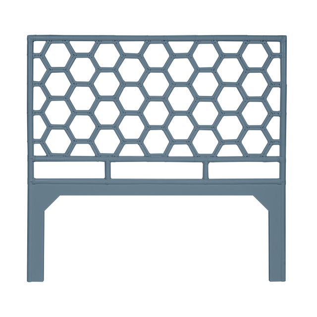 Coastal Honeycomb Platform Bed Queen, Regatta Blue For Sale - Image 3 of 6