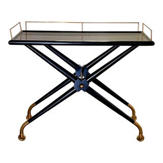 Hickory Chair Furniture Company Black Lacquer and Brass Bar Cart / Trolley For Sale