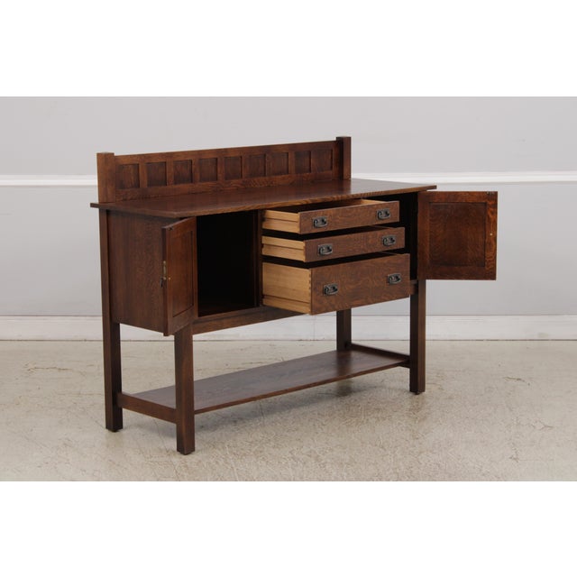 Stickley Stickley Mission Oak Arts & Crafts Sideboard W. Backsplash For Sale - Image 4 of 18