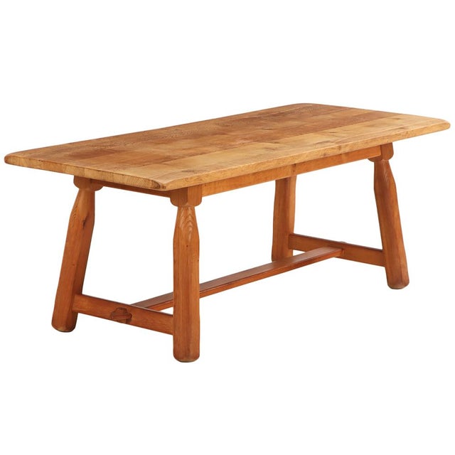 Brutalist A French Brutalist Style Solid Oak Dining Table, C. 1950. For Sale - Image 3 of 7