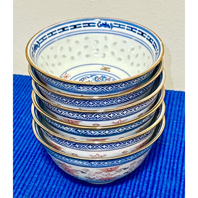 Asian Style Vintage Chinese Rice Grain Bowls — Set of 6 For Sale - Image 4 of 12