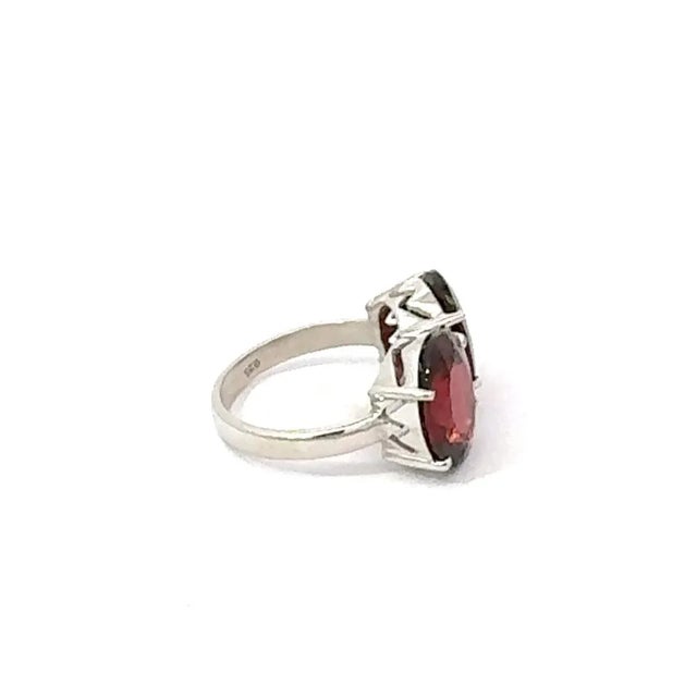 Art Deco Toi Et Moi Red Garnet Two Stone Ring for Women Set in 925 Silver - Size 7 For Sale - Image 3 of 12