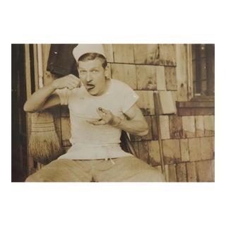 Early 20th Century Portrait of Cook Eating Snapshot Photograph For Sale