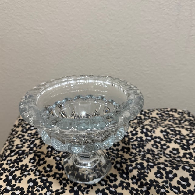 Vintage-Style Clear Glass Compote Pedestal Bowl For Sale - Image 10 of 10