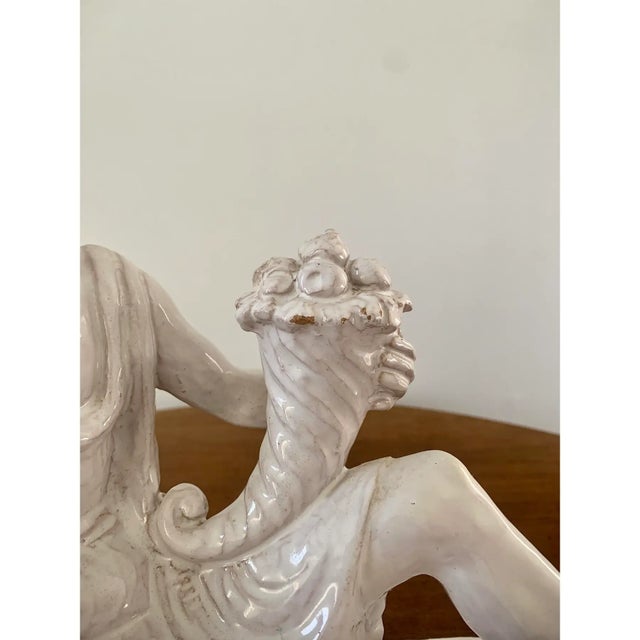 Ceramic Italian Neoclassical White Porcelain Reclining Figure With Cornucopia For Sale - Image 7 of 14