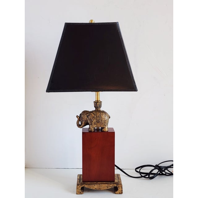 2000 - 2009 Vintage Bombay Company Elephant Motif Gilded Table Lamp For Sale - Image 5 of 13