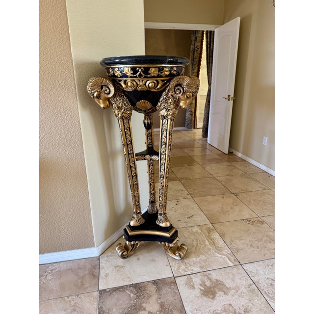 Stone Empire Neo Classical Traditional Ram’s Head With Marble Top Pedestal Plinth For Sale - Image 7 of 12