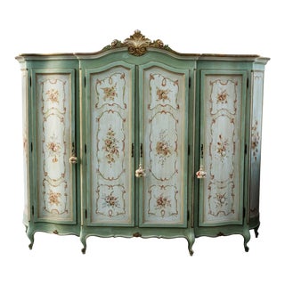 Antique Louis XVI French Hand Painted Triple Armoire For Sale