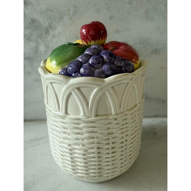 Otagiri Company Set of 3 Vintage Canisters With Fruit Basket Design Made by Otagiri For Sale - Image 4 of 12