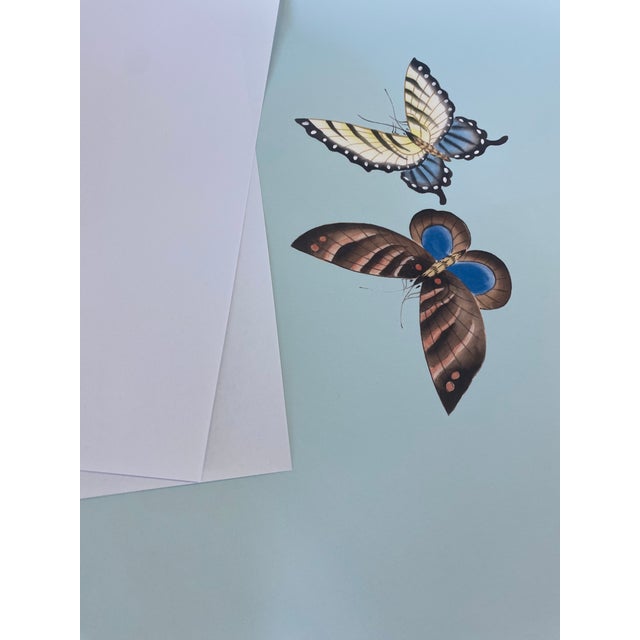 Not Yet Made - Made To Order 36" * H96"/Panel * 5ps, Butterfly Wallpaper in Light Blue Ground Color For Sale - Image 5 of 8
