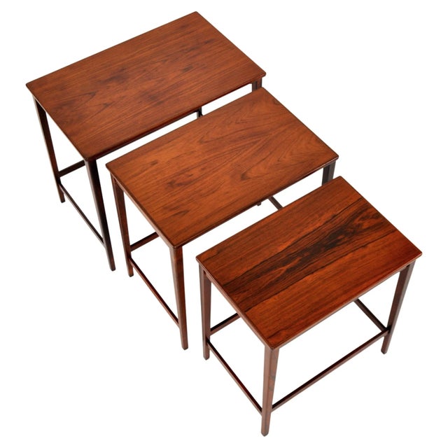 Mid-Century Modern Danish Modern Rosewood Nesting Tables - a Set of 3 For Sale - Image 3 of 8