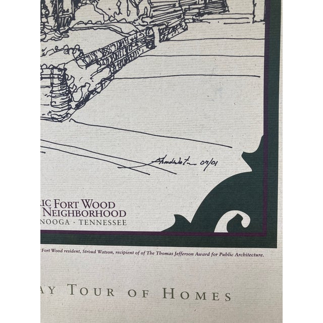 This is a Vintage Pen and Ink Drawing of the Adams Hilborne Mansion in the Historic Fort Wood Neighborhood of Chattanooga,...