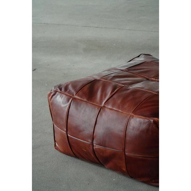 Mid-Century Modern Moroccan Patchwork Leather Ottoman, 1970s For Sale - Image 9 of 18
