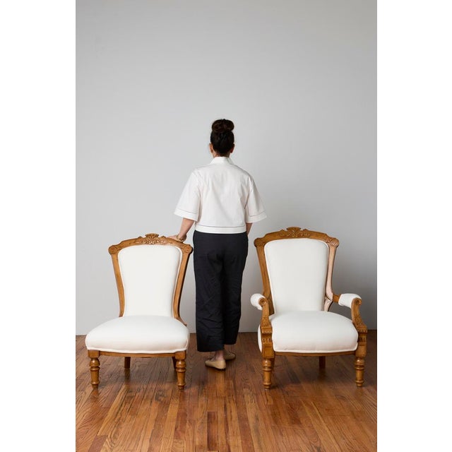 Mid 19th Century Pair of 19th-Century French Louis XV Armchairs For Sale - Image 5 of 6