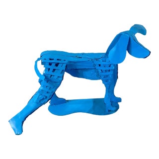 Late 20th Century Pop Art Garden Fountain/ Sculpture of a Standing Blue Dog For Sale
